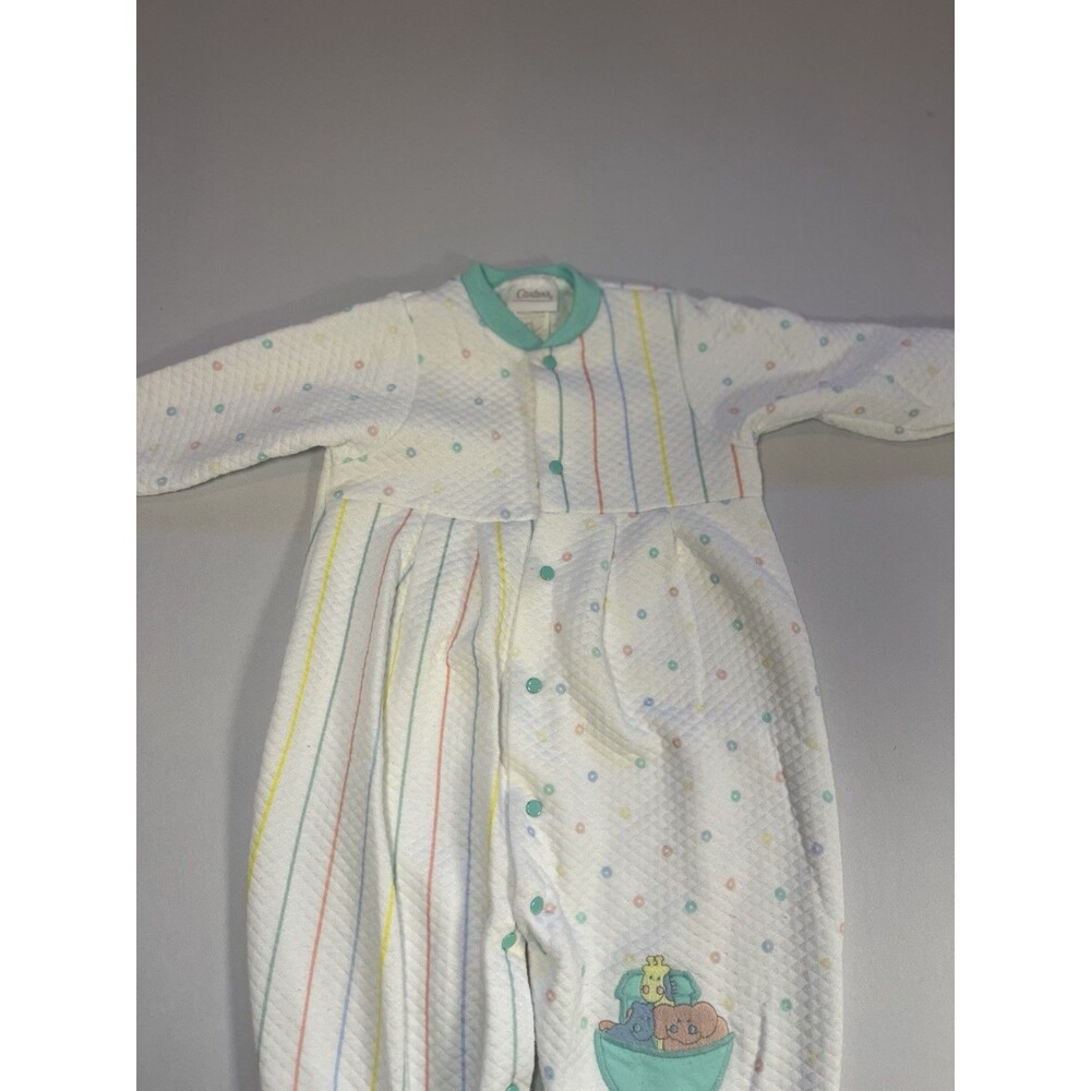 Vintage Carter’s Quilted Baby Sleeper One-Piece Pastel Stripe Footed - Picture 6 of 12